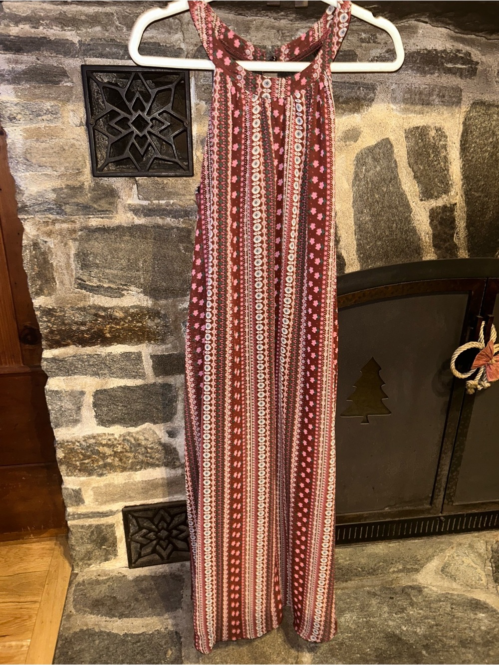 Boho Red Striped Maxi Dress XL